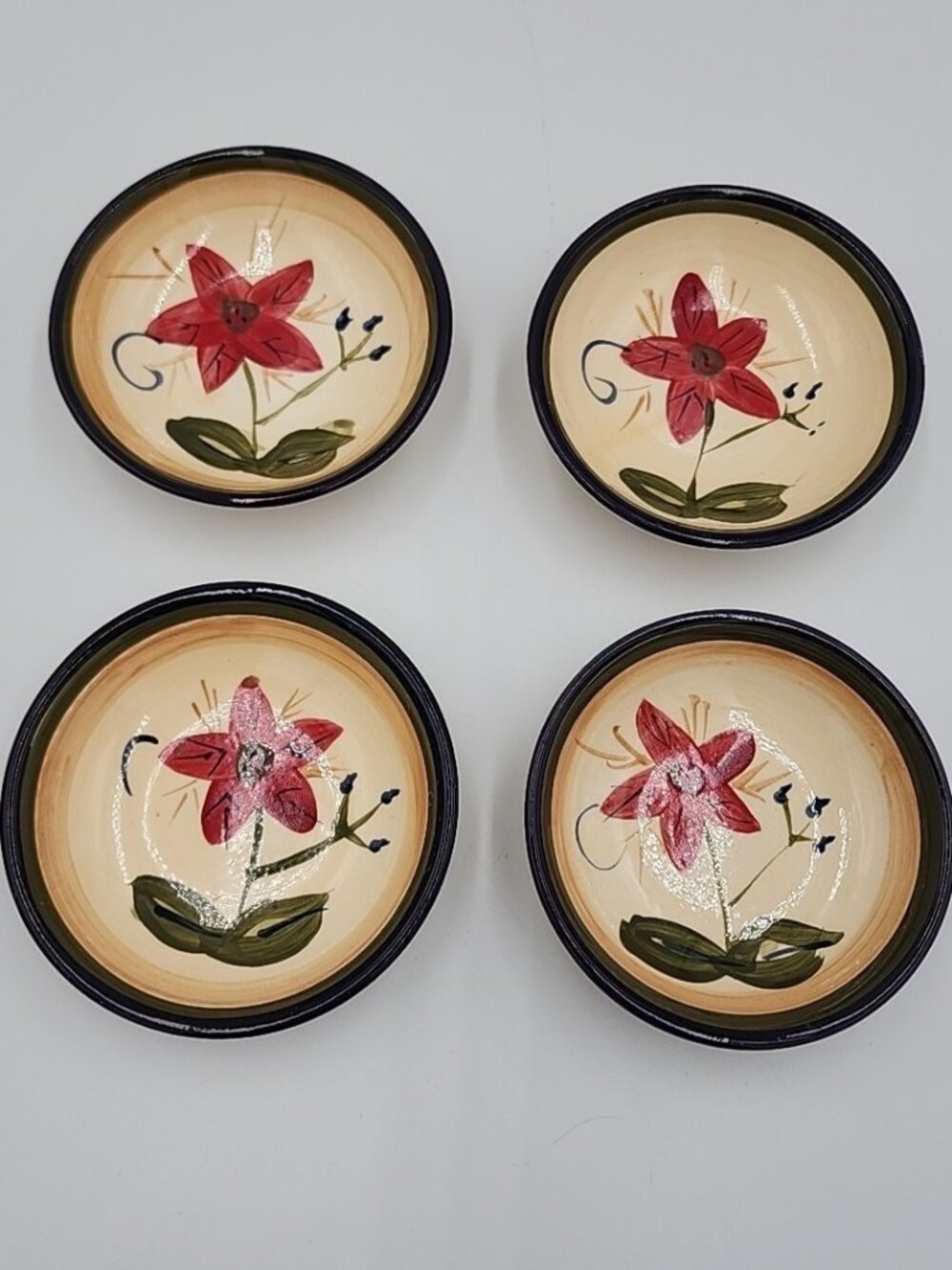 HD Designs Simone Dipping Bowls Dishes Set Of 4 Flower 4" Ceramic